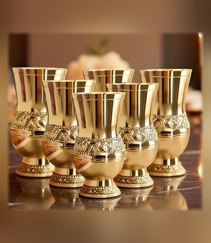 Aurelia Royal Virgin Brass Footed Goblet Set